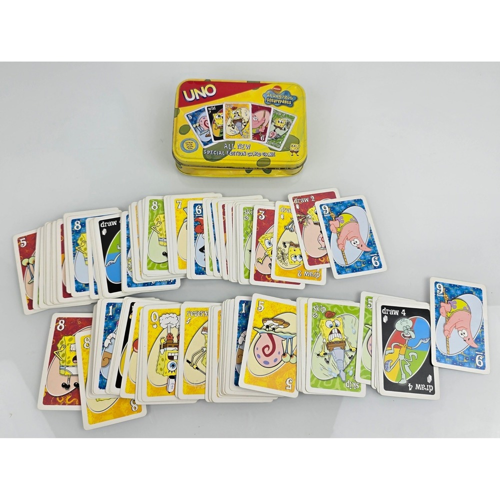 SpongeBob Squarepants UNO Special Edition Card Game + Tin VTG 2003